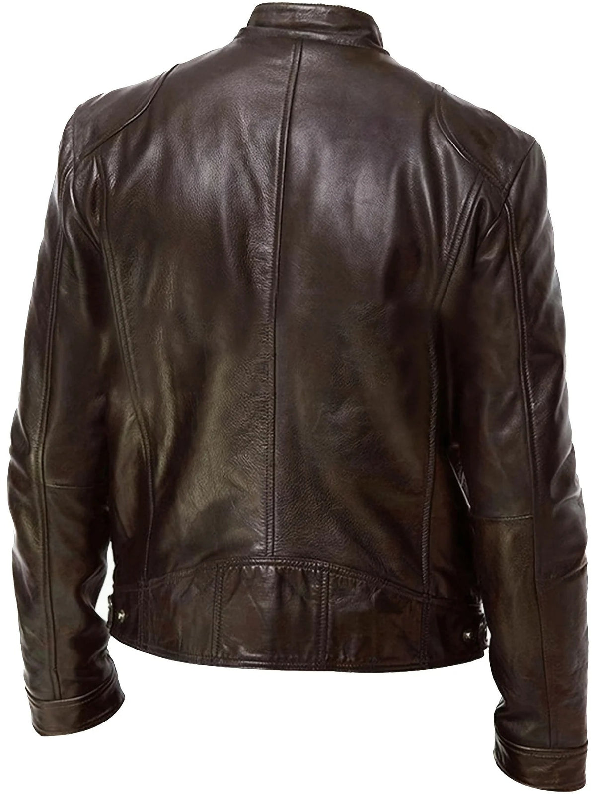 Men's Stand Collar Faux Leather Jacket – Slim Zip Front