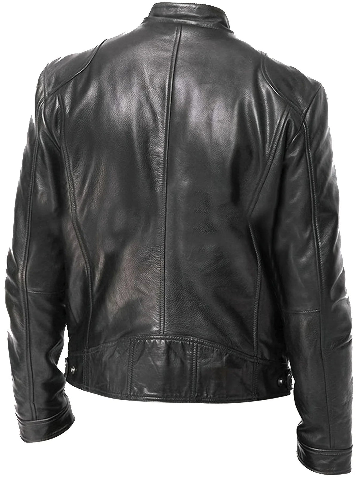 Men's Stand Collar Faux Leather Jacket – Slim Zip Front