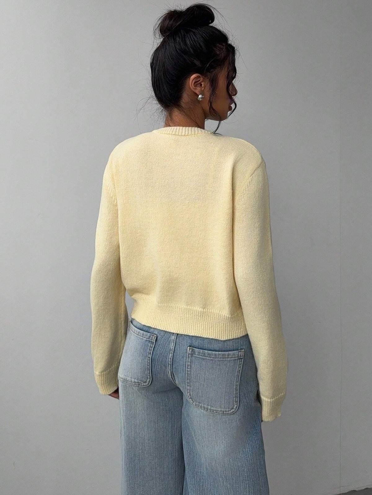 Women's Cropped Cardigan – Slim Fine-Knit Fit