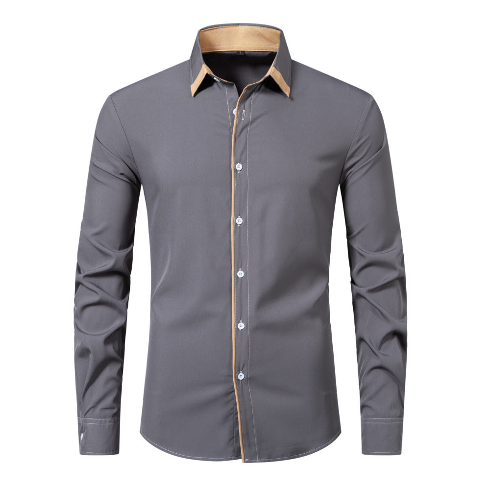 Men's Cotton-Blend Shirt – Contrast Stitch Loose Fit