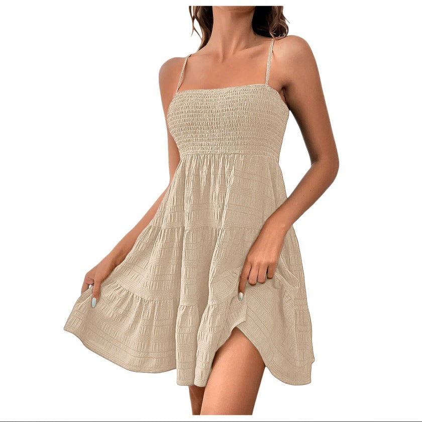 Women's Textured Mini Dress – Sleeveless A-Line Cut