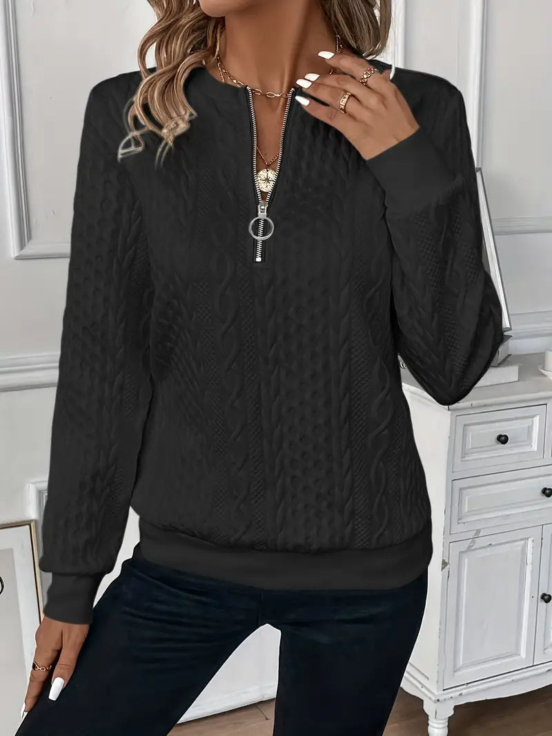 Women's Quilted Jacquard Hoodie – Relaxed Pullover Fit