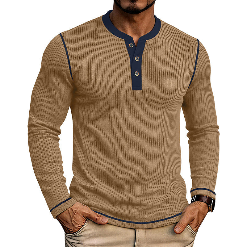 Men's Long Sleeve Henley – Colorblock Modern Fit