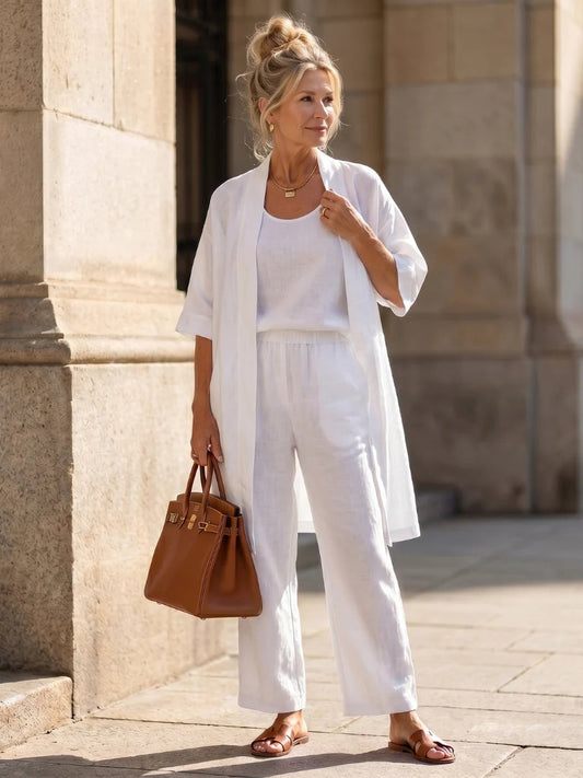 Women's Three-Piece Lounge Set – Cardigan, Tank and Pants
