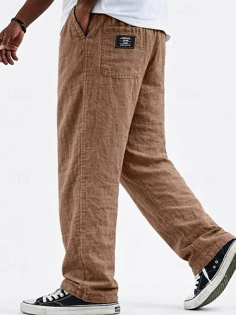 Men's Wide-Leg Cotton-Linen Pants – Drawstring Waist
