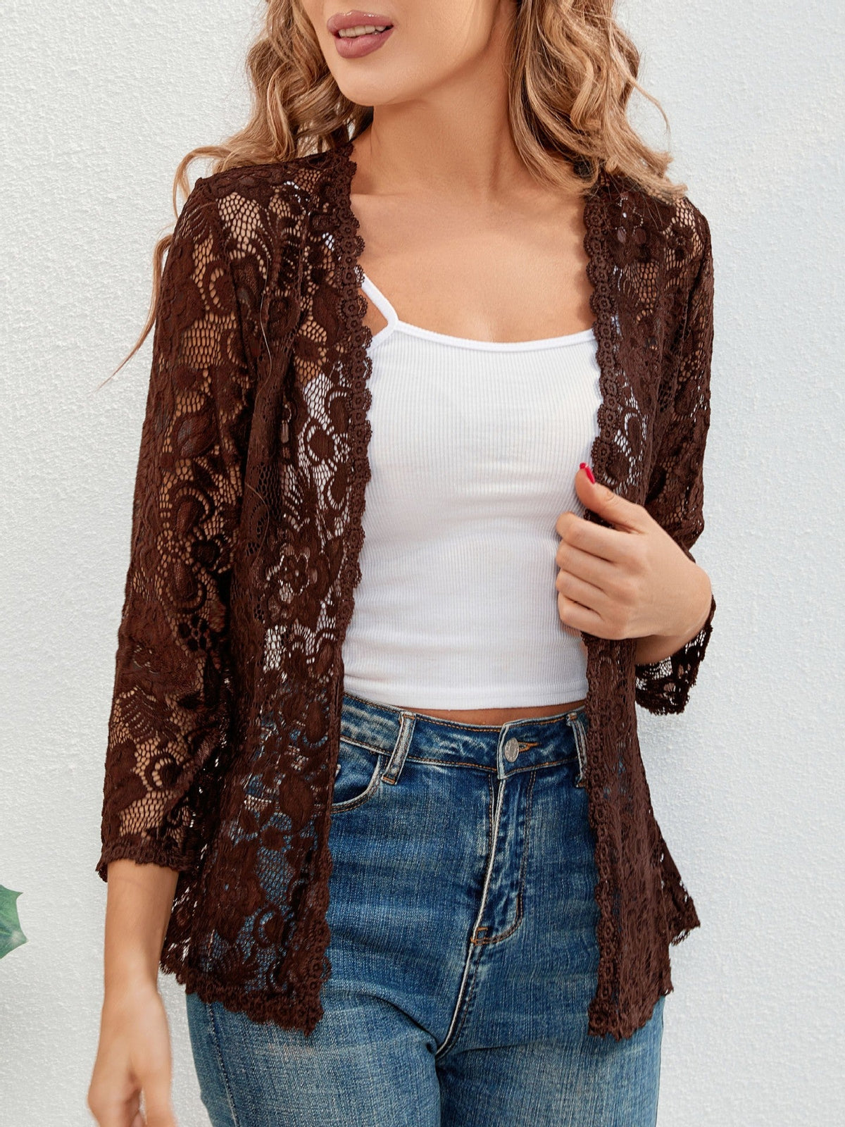 Women's Sheer Lace Cardigan – Open Front Fit