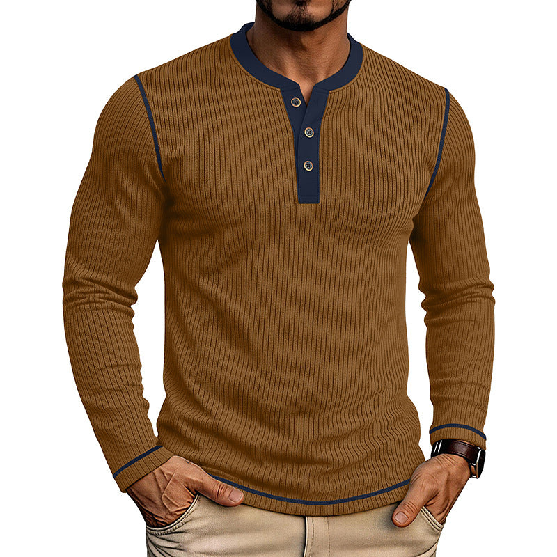 Men's Long Sleeve Henley – Colorblock Modern Fit