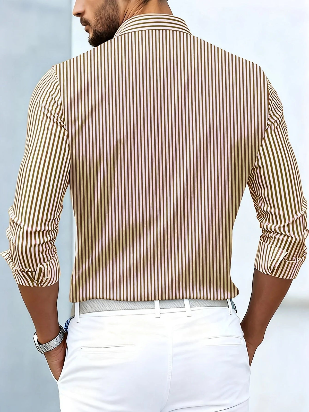 Men's Striped Shirt – Relaxed Stretch Long Sleeve