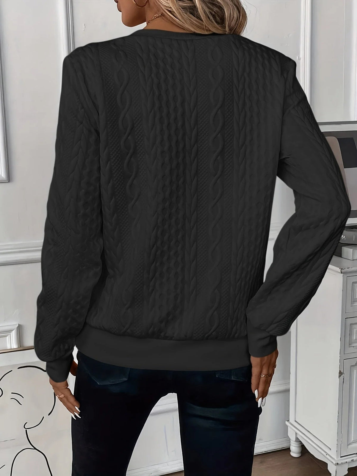 Women's Quilted Jacquard Hoodie – Relaxed Pullover Fit