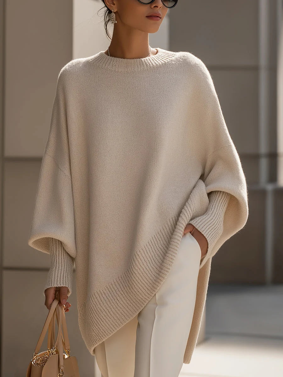 Women's Oversized Knit Sweater – Chunky Crew Neck