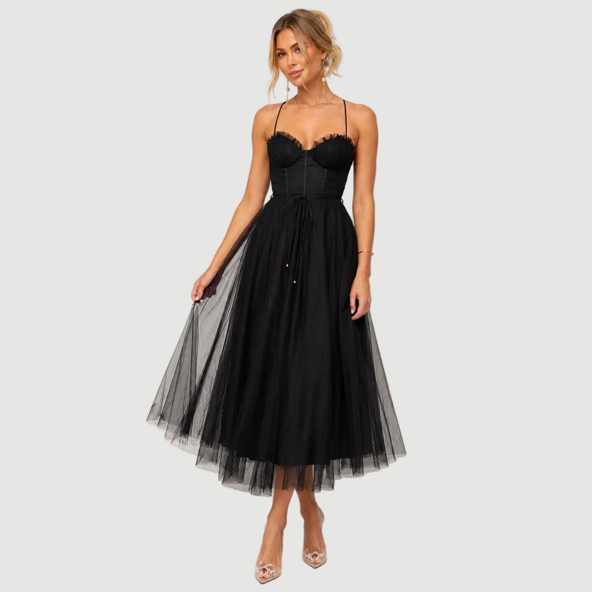 Women's Mesh Midi Dress – Princess Silhouette