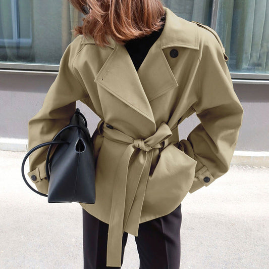 Women's Belted Trench Coat – Relaxed Lapel Collar