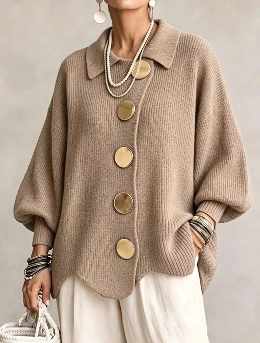 Women's Cotton Cardigan – Straight Fit Lapel Collar