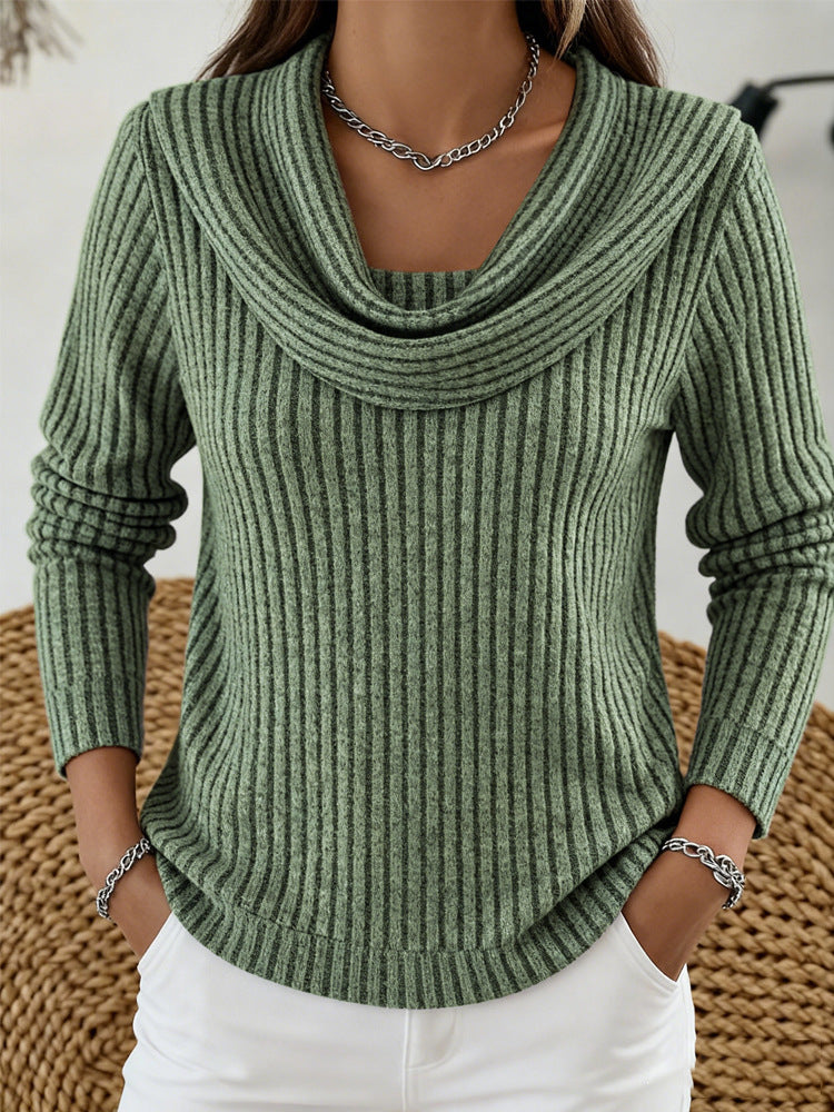 Women's Ribbed Knit Top – Relaxed Long Sleeve