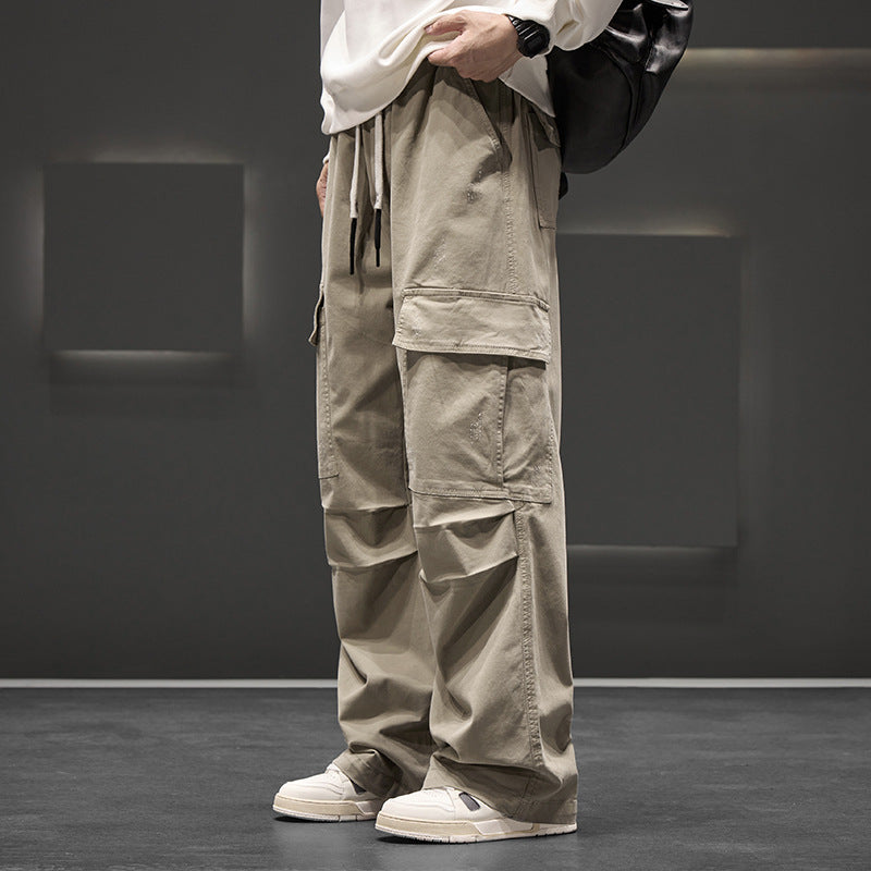 Men's Cargo Pants – Wide-Leg Drawstring Waist