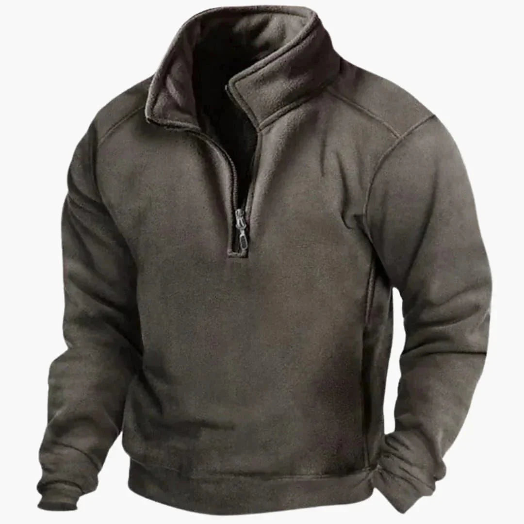 Men's Lined V-Neck Sweater – Slim Button Placket