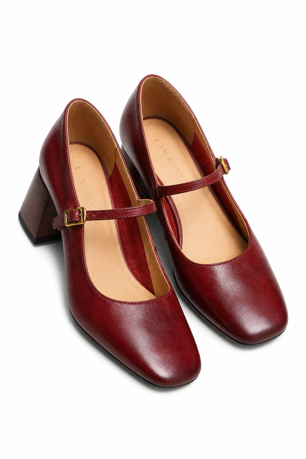 Women's Leather Block Heel Pumps – Square Toe