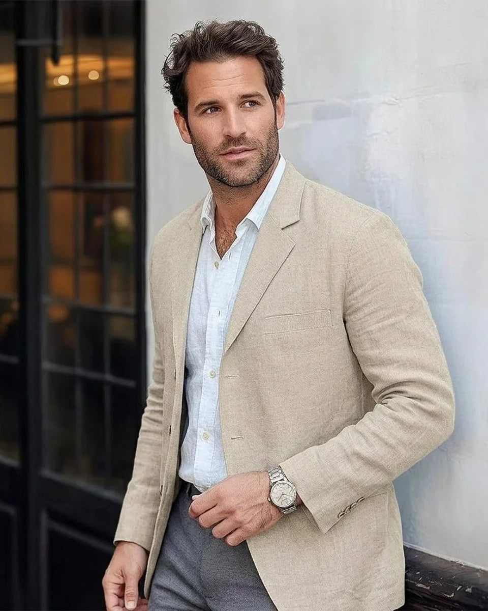 Men's Cotton-Linen Blazer Jacket – Unstructured Retro Cut