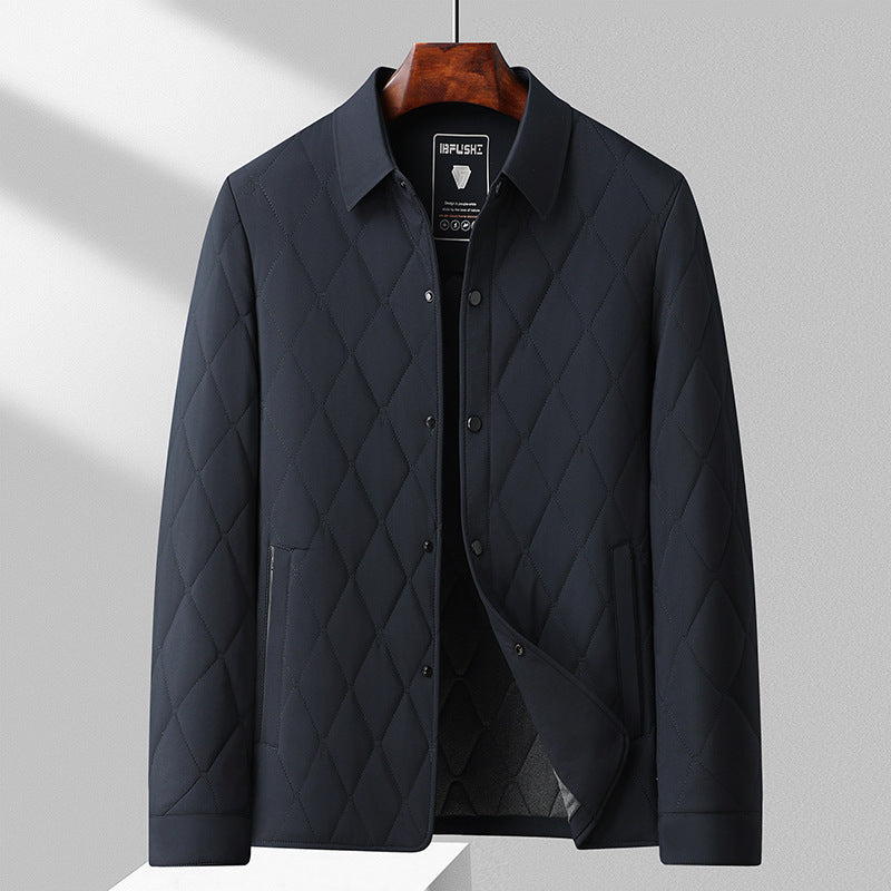 Men's Padded Jacket – Slim Grid-Stitched Design