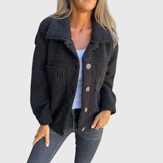 Women's Lambswool Coat – Single-Breasted Lapel Collar