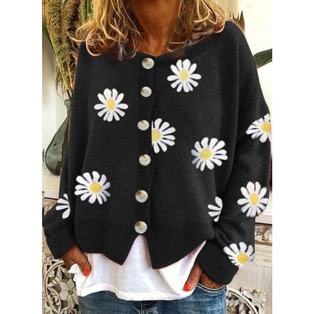 Women's Knit Cardigan – Relaxed Printed Design