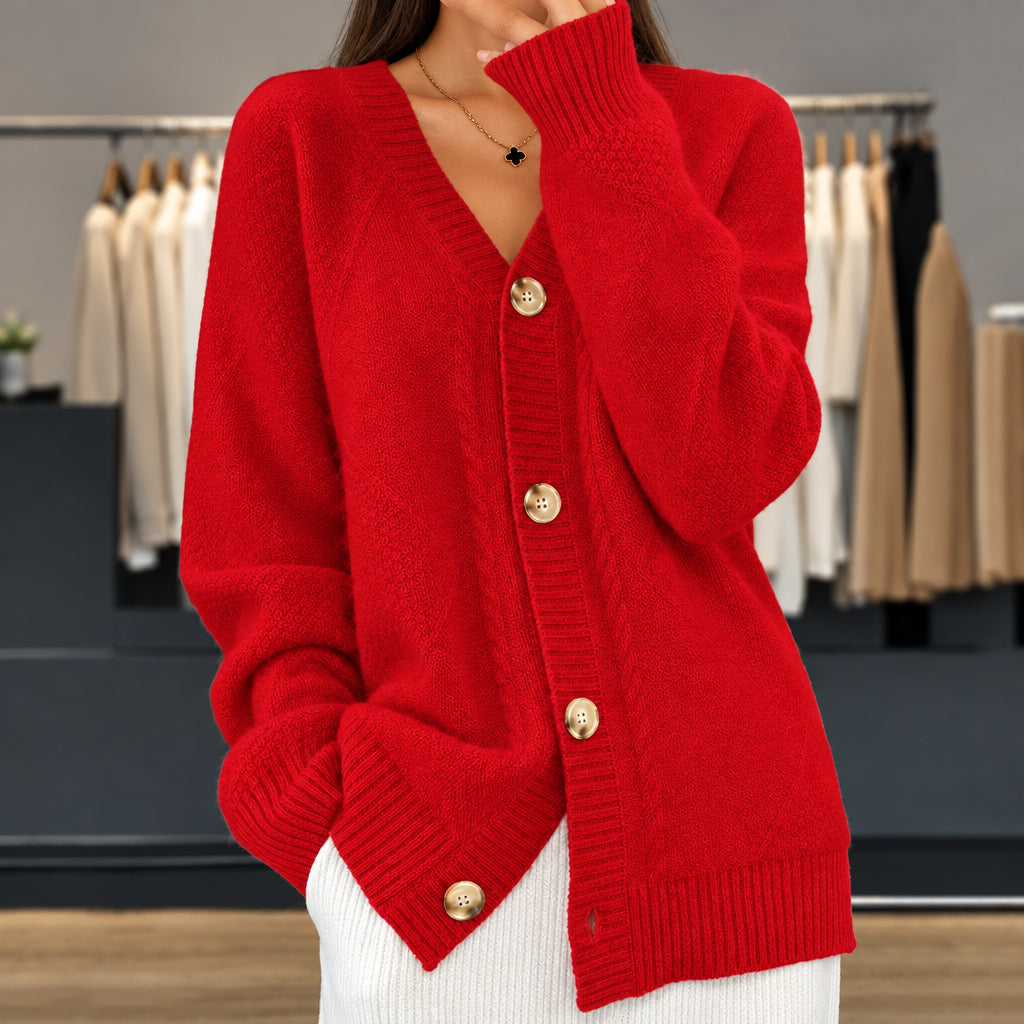 Women's Button-Front Knit Cardigan – Soft Relaxed Fit