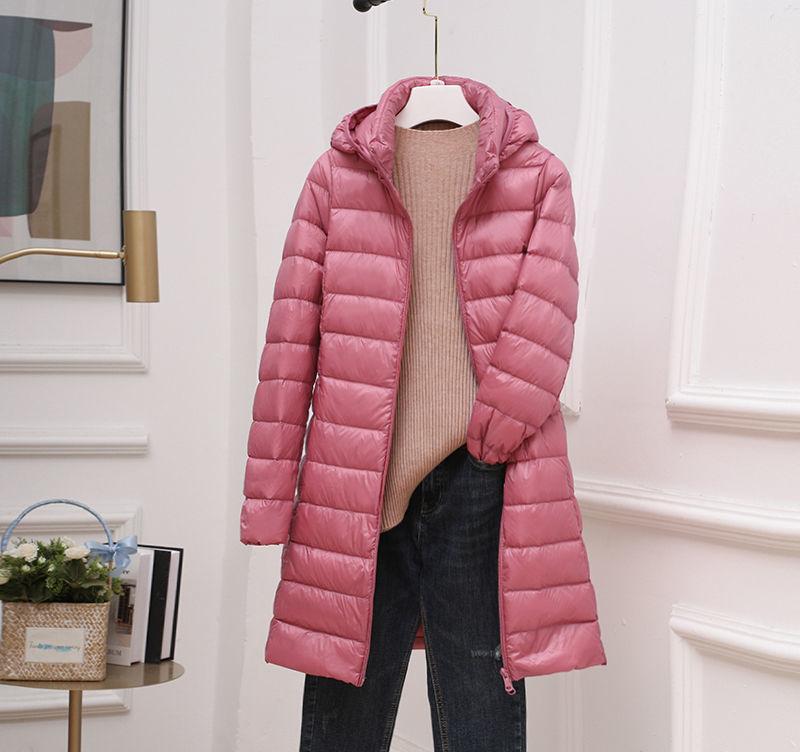 Women's Long Down Puffer Jacket – Detachable Hood