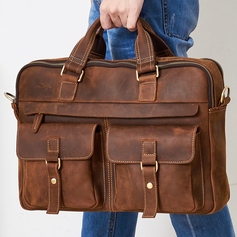 Men's Leather Briefcase – Structured Retro Business