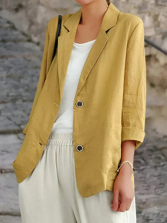 Women's Linen-Cotton Jacket – Relaxed One-Button Fit