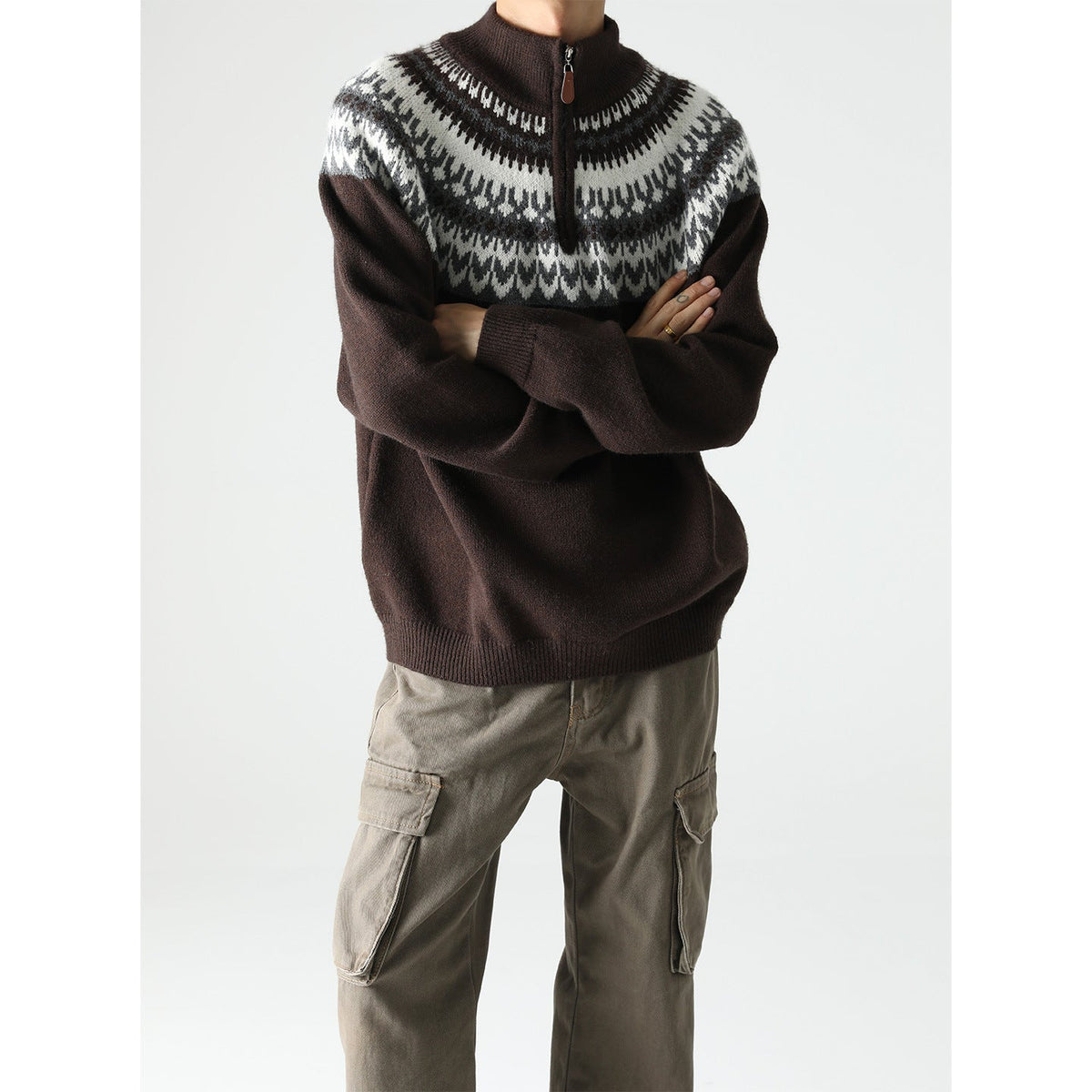 Men's Zip-Neck Knit Sweater – Retro Relaxed Fit