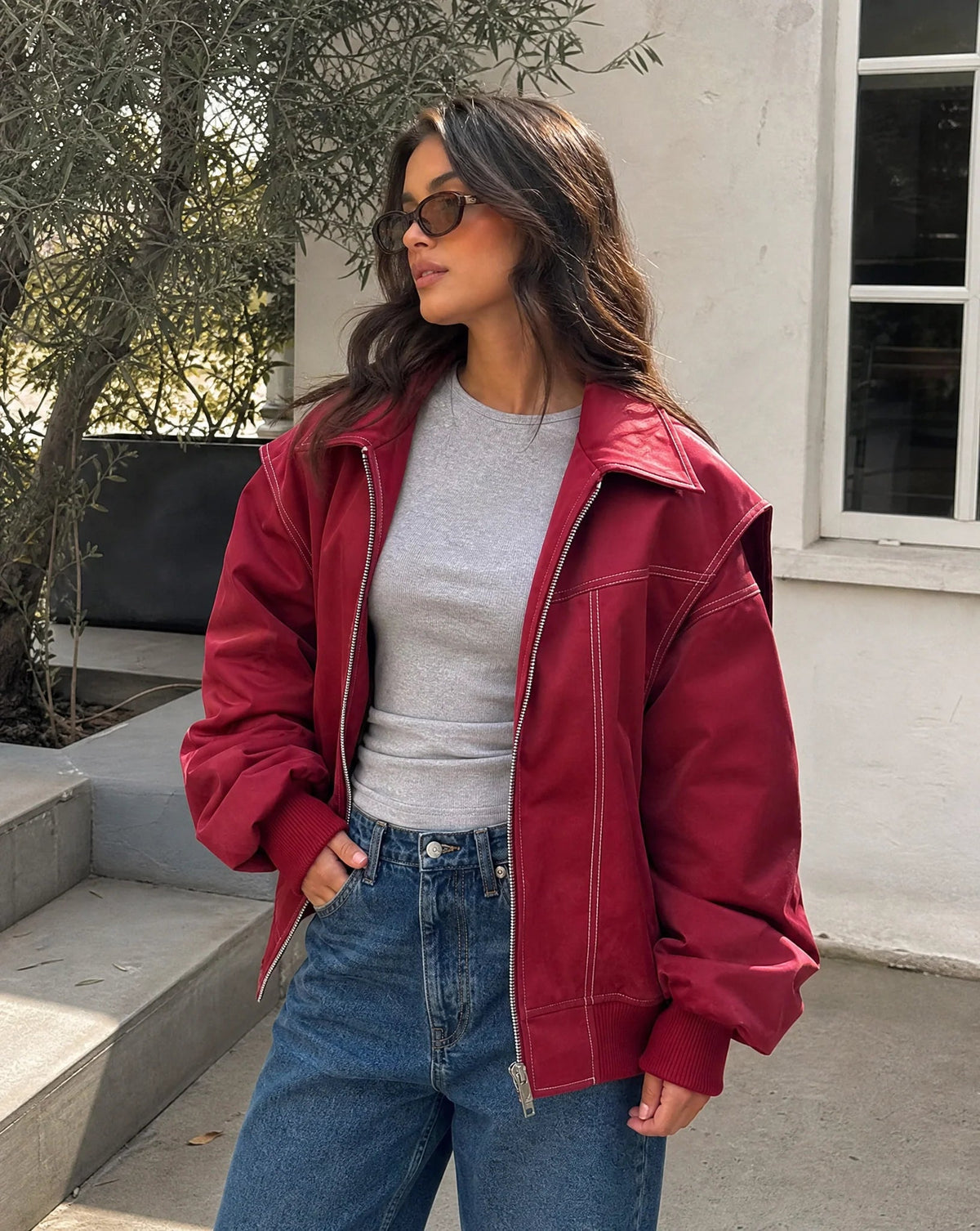 Women's Moto Jacket – Relaxed Lapel Zip-Up