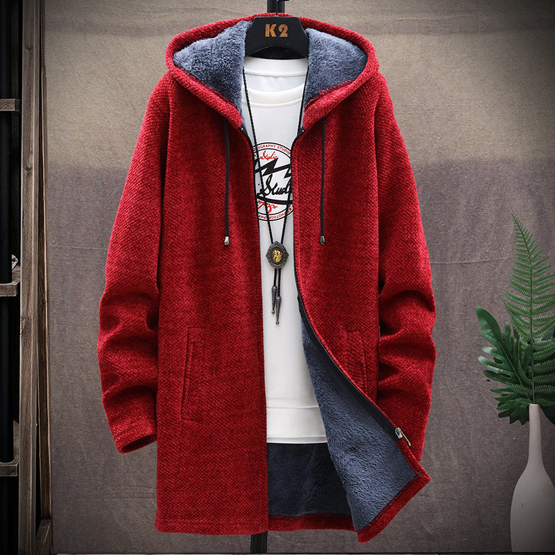 Men's Fleece-Lined Hooded Jacket – Relaxed Cardigan Fit