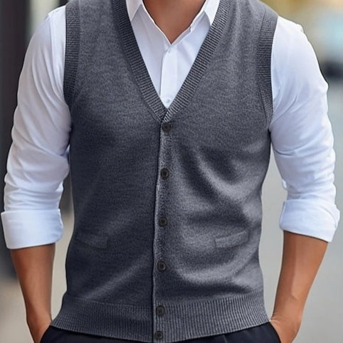 Men's Knit Sweater Vest – Sleeveless Cardigan Style