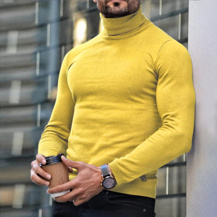Men's Printed Turtleneck T-Shirt – Long Sleeve Stretch Knit