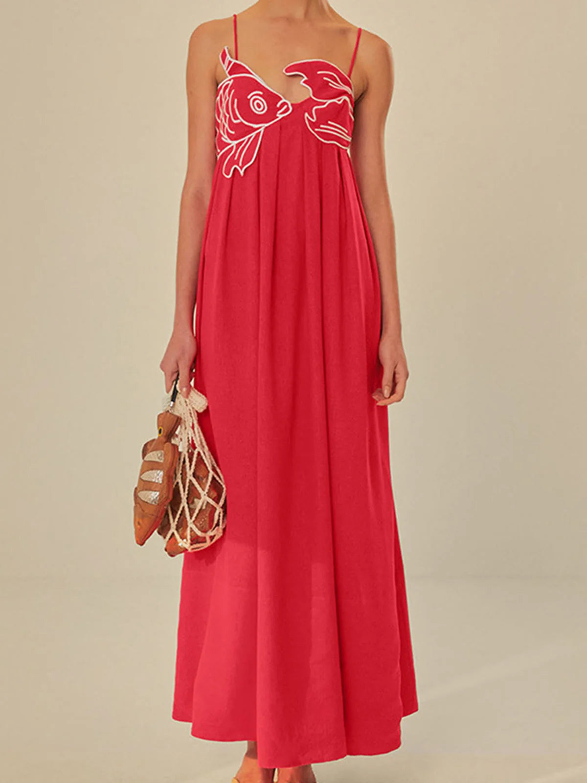 Women's Flounced Maxi Slip Dress – Sculpted Bodice Detail