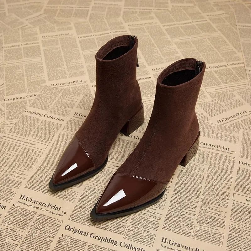 Women's Ankle Boot – Pointed Toe Block Heel