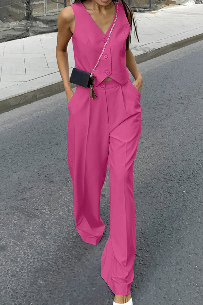 Women's Vest and Pants Set – Tailored Straight Leg