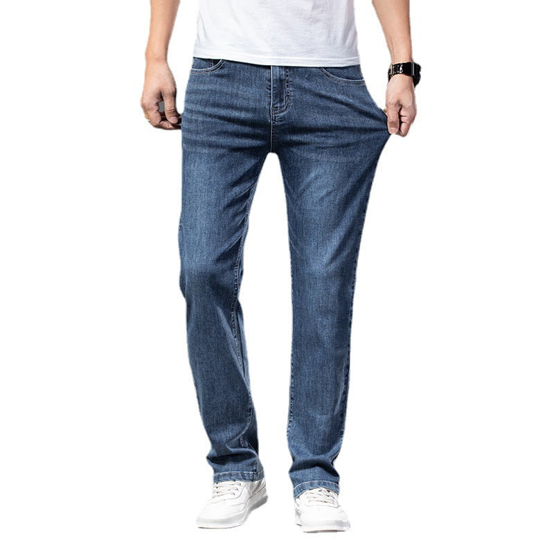Men's Straight-Leg Stretch Jeans – Partial Elastic Waist
