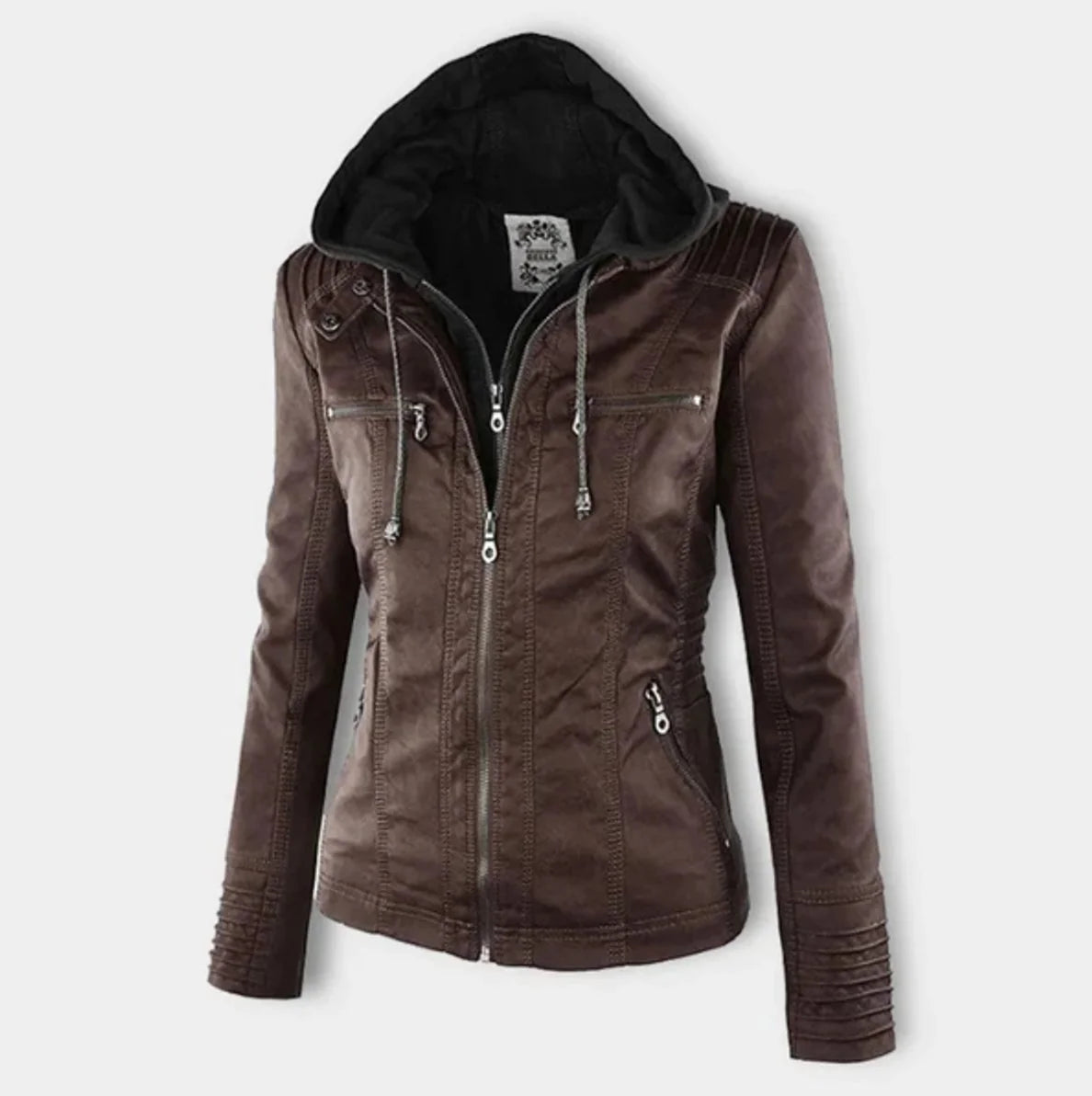 Women's Faux Leather Moto Jacket – Tailored Fitted Cut