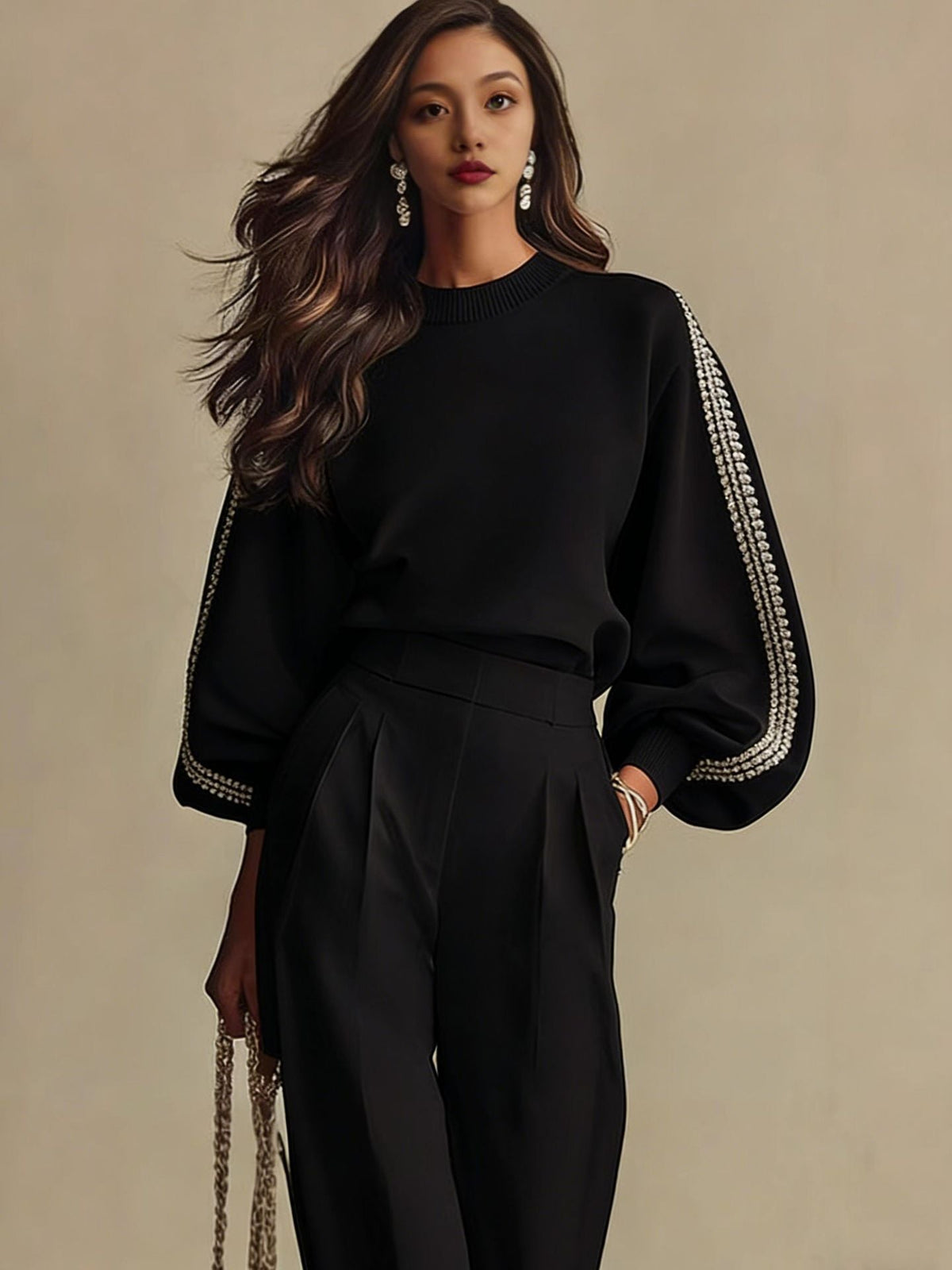 Women's Crewneck Sweatshirt and Pants Set – Relaxed Straight Leg