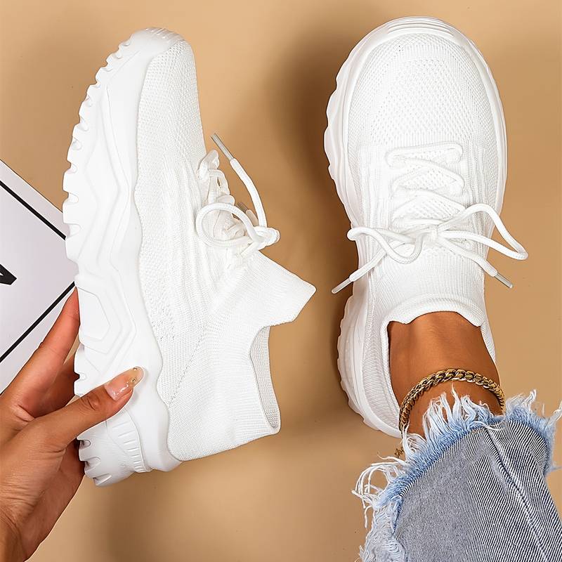 Women's Platform Sneaker – Knit Sock-Style Slip-On