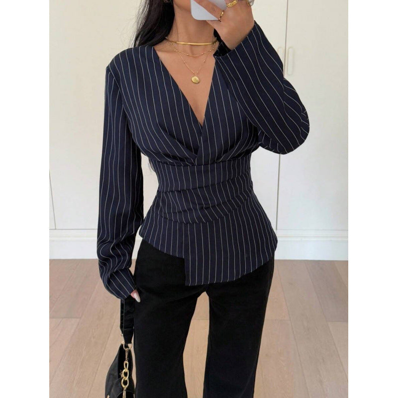 Women's Striped Blouse – Structured Tailored Fit