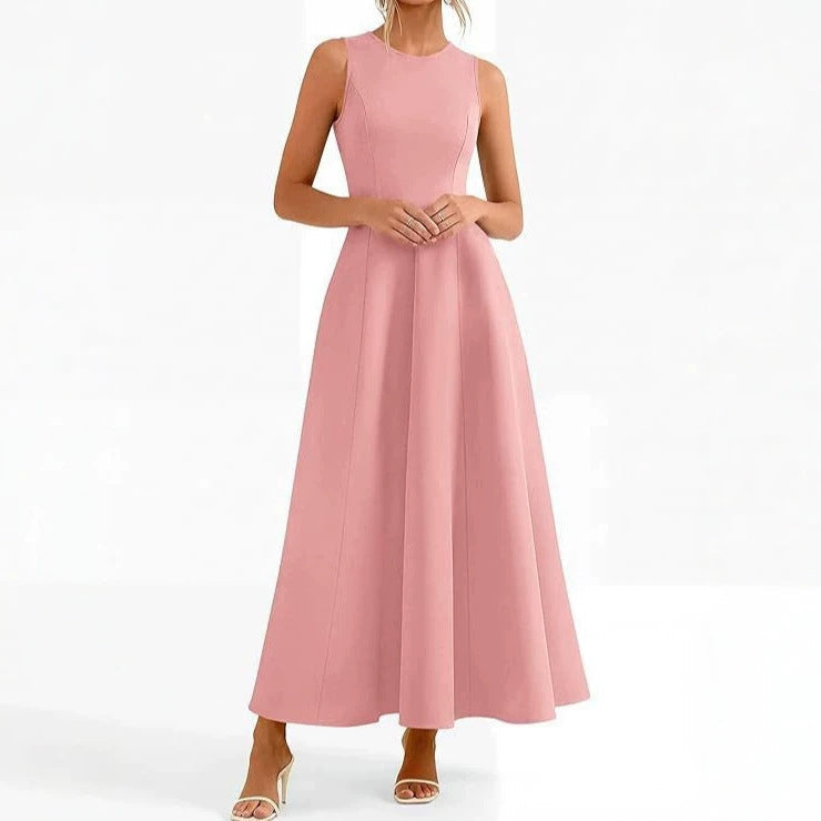 Women's Sleeveless Maxi Dress – Fitted High-Waist Flare