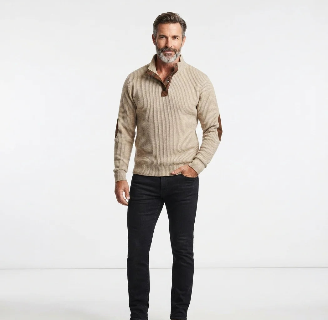 Men's Mock Neck Sweater – Relaxed Long-Sleeve Fit