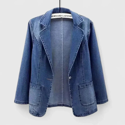 Women's Denim Jacket – Tailored Collar One-Button