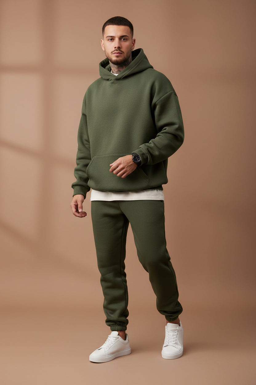 Men's Hooded Sweatsuit Set – Fleece-Lined Relaxed Fit