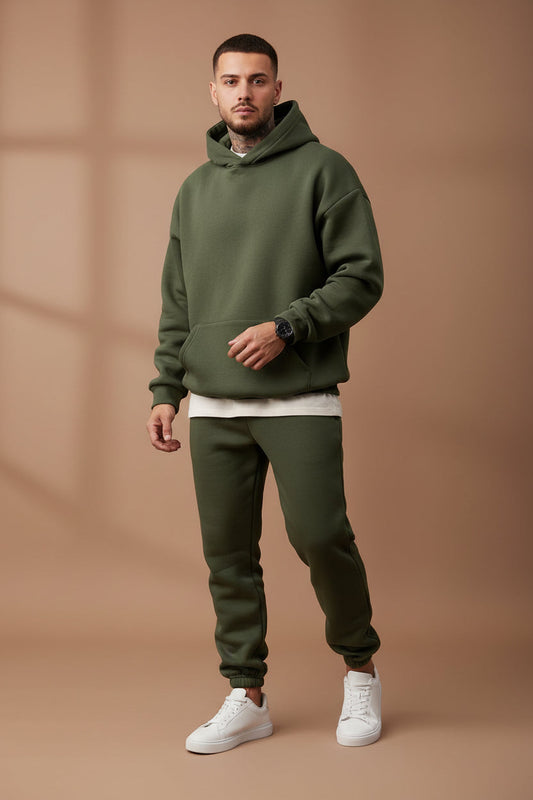 Men's Hooded Sweatsuit Set – Fleece-Lined Relaxed Fit