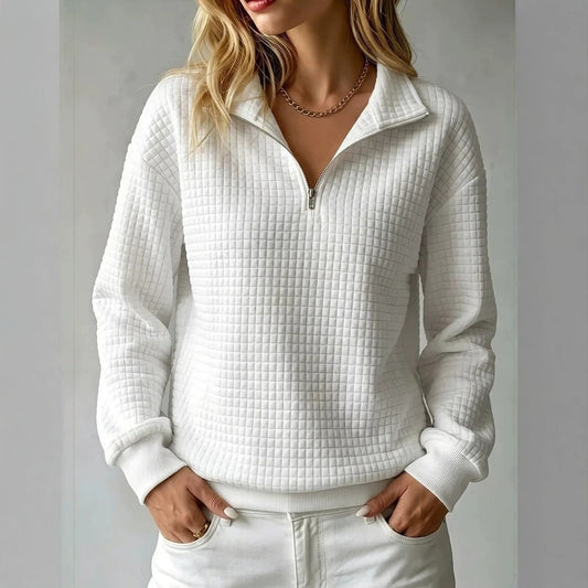 Women's Zip Funnel-Neck Sweatshirt – Honeycomb Knit