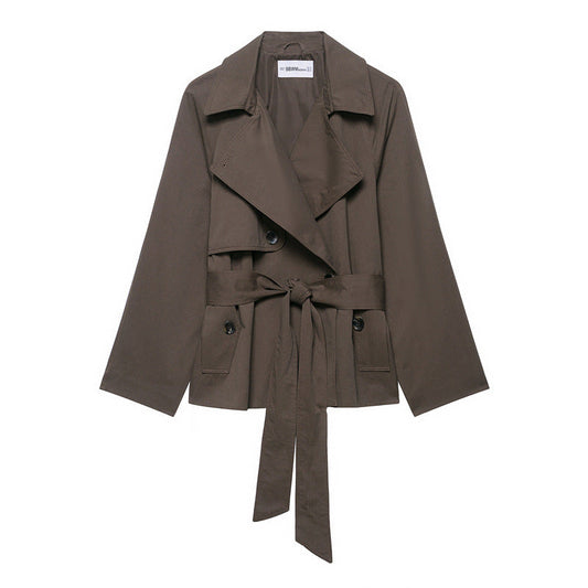 Women's Belted Trench Coat – Wide Lapel Relaxed Fit