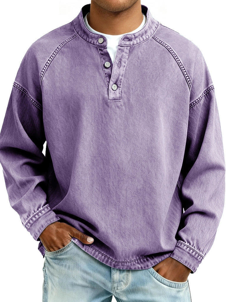 Men's Long Sleeve Pullover Shirt – Relaxed Vintage Fit